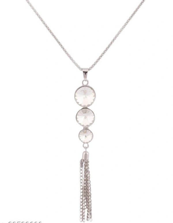 Anikas Creation Silver Plated Tasselled Alloy Light weighted White Stone Finished Pendant - Adjustable, Gold Plated, Multipack 1